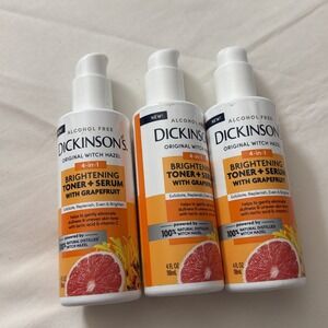 3 New Dickinson's Witch Hazel Brightening Toner + Serum With Grapefruit 4 oz